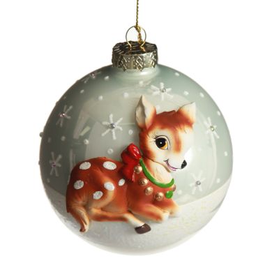Frosted Glass 3D Bambi Christmas Bauble