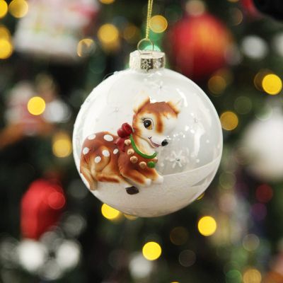 Frosted Glass 3D Bambi Christmas Bauble