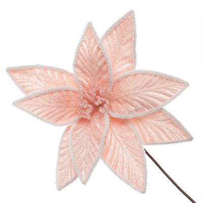 Frosted Pink Flower Clip with White Edge