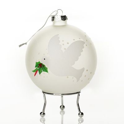 Frosted Peace Doves Christmas Bauble