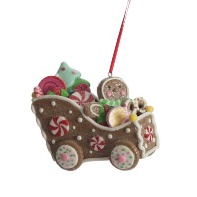 Gingerbread Man in Car Christmas Tree Decoration