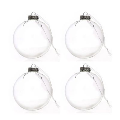 8cm Clear Glass Craft Bauble - Set of 4