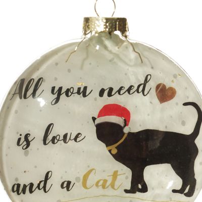Cat Lovers Christmas Glass Disc Front detail