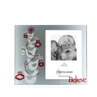 Glass Chistmas Photo Frame - Doves
