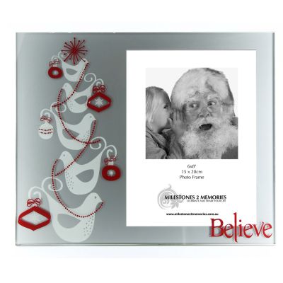 Glass Chistmas Photo Frame - Doves