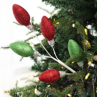 Glitter Light Bulb Christmas Tree Pick