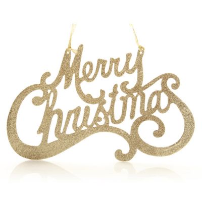 Champagne Gold Merry Christmas Word Plaque