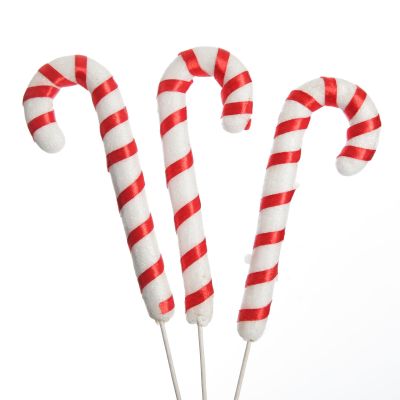 Red and White Candy Cane Pick - Pack of 3