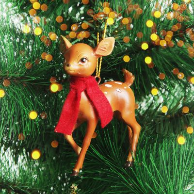 Bambi with Scarf Hanging Christmas Decoration