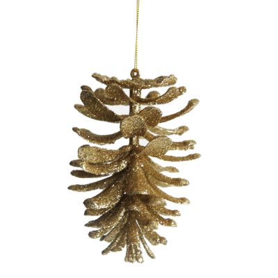 Gold Glitter Faux Hanging Pinecone