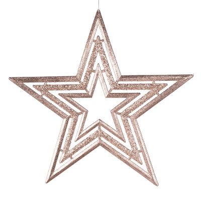 Champagne Glitter Hanging Star Christmas Tree Decoration