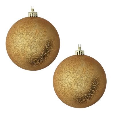 Gold Mercury Jumbo Shatterproof Christmas Bauble Decoration - Set of 2