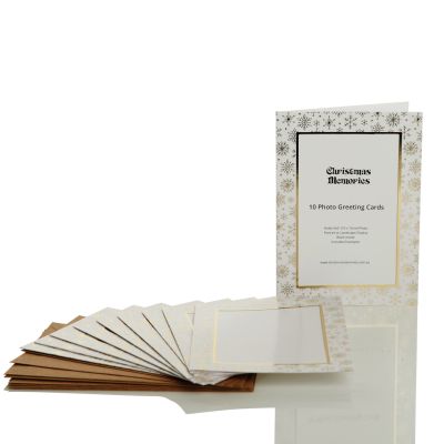 Gold Snowflakes - Photo Greeting Cards 10 Pack