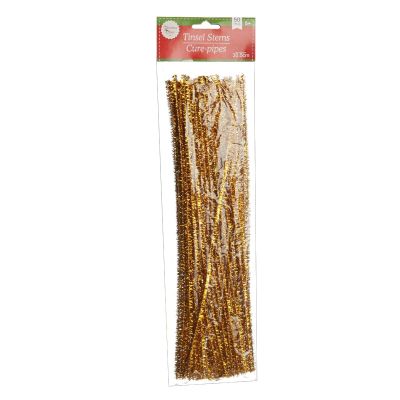 Gold Tinsel Chenille Stem Pipe Cleaners Pack of 50 whole product
