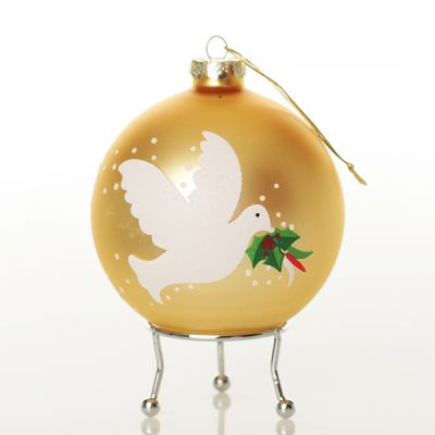 Gold Peace Doves Christmas Bauble
