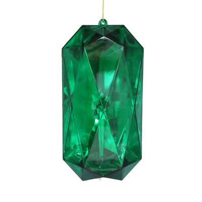Green Emerald Cut Gem Christmas Hanging Decoration