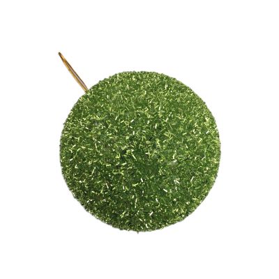 Small Green Tinsel Bauble Christmas Tree Decoration 7.5cm - Set of 6
