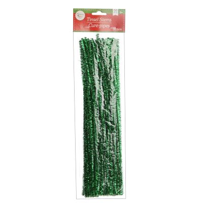 Green Tinsel Chenille Stem Pipe Cleaners Pack of 50 whole product