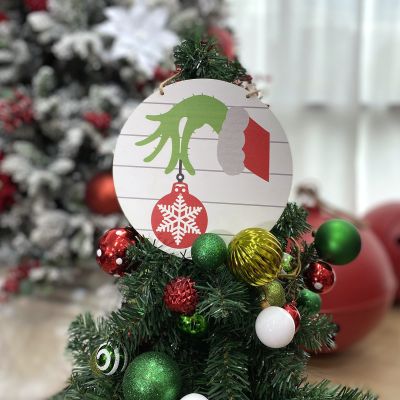 Grinch Holding Bauble Christmas Sign