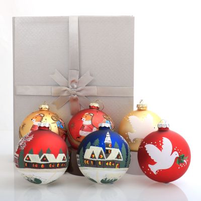 Handpainted Traditional Christmas Baubles - Set of 6