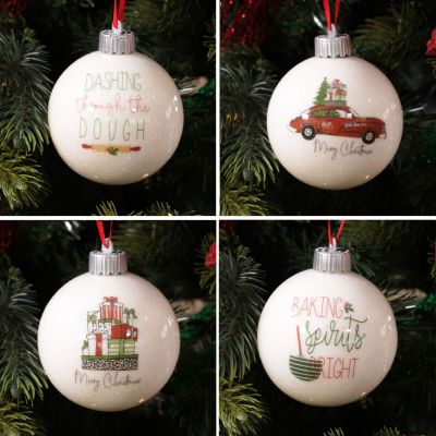 Happy Holiday Lightup Baubles - Set of 4