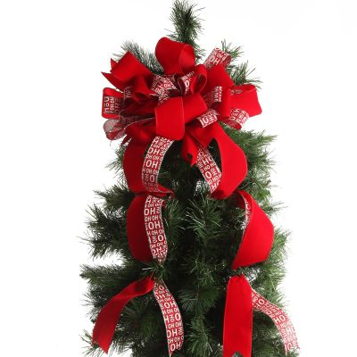 Ho Ho Ho Deluxe Tree Topper Bow with Streamers