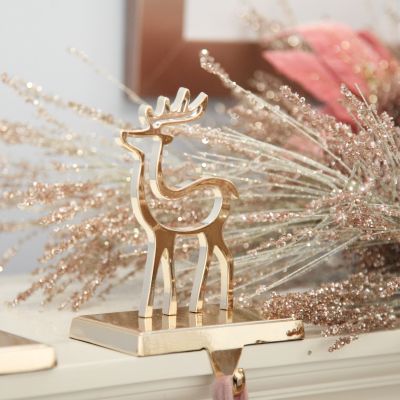 Hollow Rose Gold Reindeer Christmas Stocking Hanger