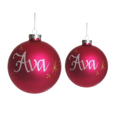 Hot Pink Glass Personalised Christmas Bauble Whole product