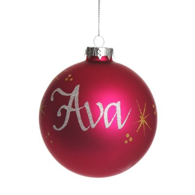 Hot Pink Glass Personalised Christmas Bauble Whole product