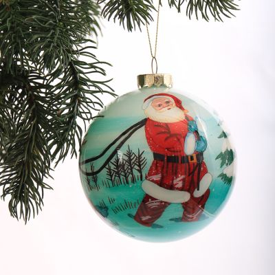 Personalised Inside Painted Santa with Reindeer Christmas Bauble 
