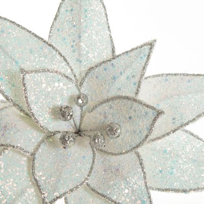 Iridescent Glitter Poinsettia Flower Clip