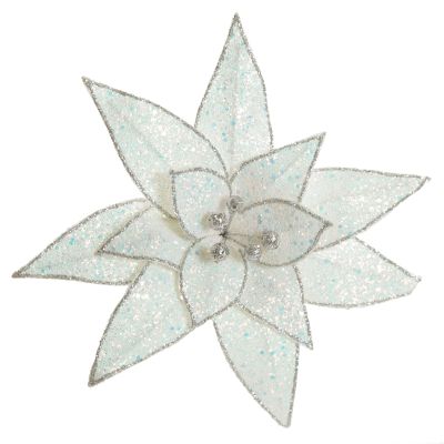 Iridescent Glitter Poinsettia Flower Clip