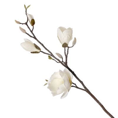 Ivory Frosted Magnolia Branch Spray