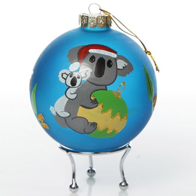  Frosted blue Koala and gumnuts Christmas Bauble