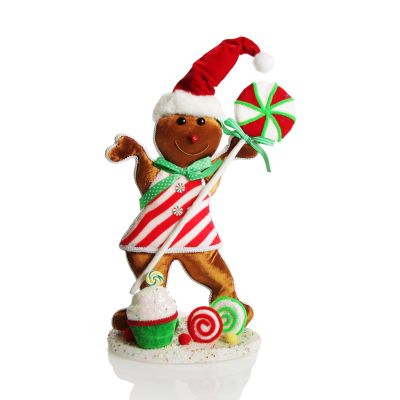 Large Gingerbread Girl with Lollipop Christmas Ornament