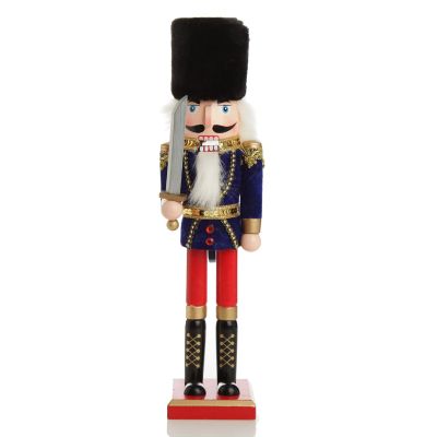 Traditional Christmas Wooden Nutcracker Soldier Ornament with Sword - Large