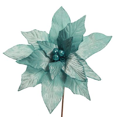 Large Pale Blue Poinsettia Flower Stem