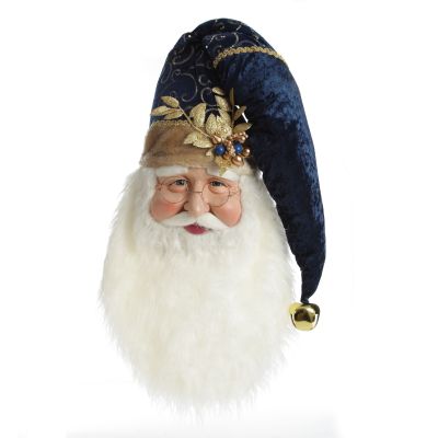Large Santa Head with Blue Hat Christmas Wall Hanging