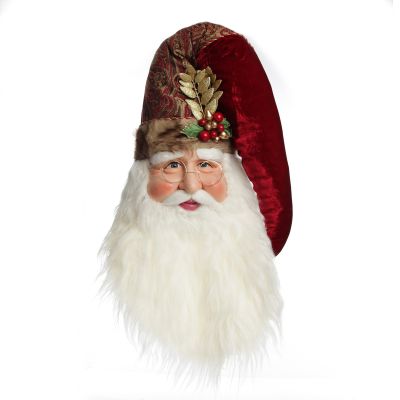 Large Santa Head with Burgundy Hat Christmas Wall Hanging
