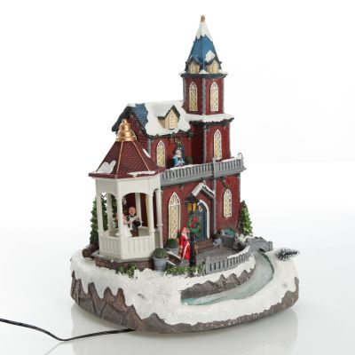 Lightup Musical Large Red Winter House Christmas Ornament