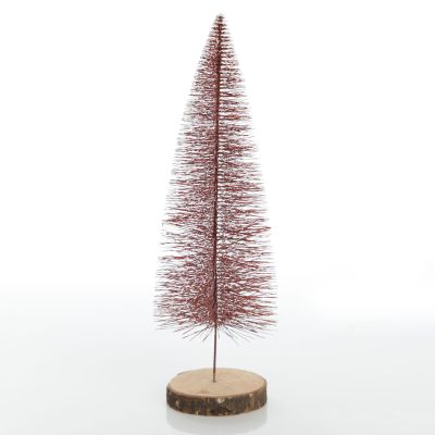 Medium Burgundy Wire Christmas Tree with Wood Base