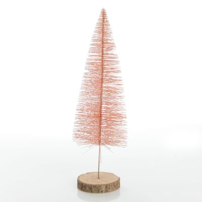 Medium Coral Wire Christmas Tree with Wood Base