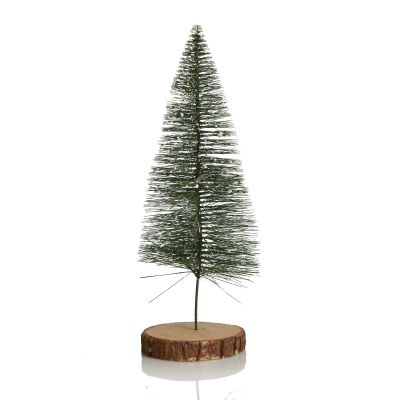 Medium Green Wire Christmas Tree with Wood Base