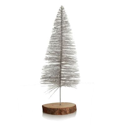 Medium White Wire Christmas Tree with Wood Base