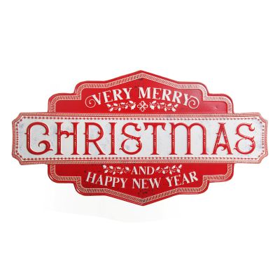 Merry Christmas and Happy New Year Retro Metal Christmas Sign