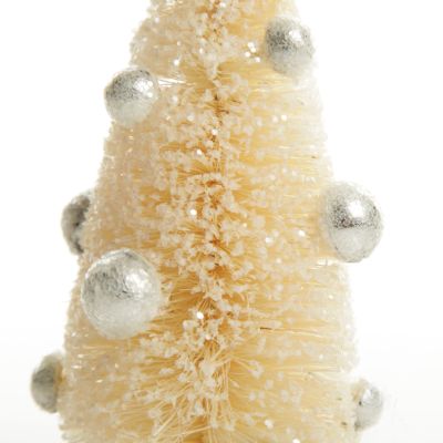 Mini Ivory Bottle Brush Tree with Pearls - Set of 2
