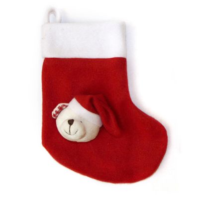 Small Felt Christmas Stocking with 3D Teddy
