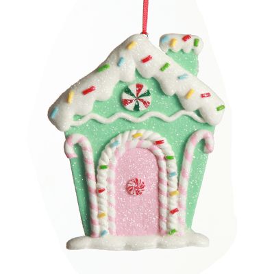 Mint Green Candy Gingerbread House Tree Decoration