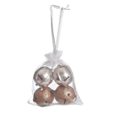 Mixed Finish Rose Gold 4cm Jingle Bell Decorations - Bag of 4