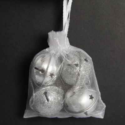 Mixed Finish Silver 4cm Jingle Bell Decorations - Bag of 4